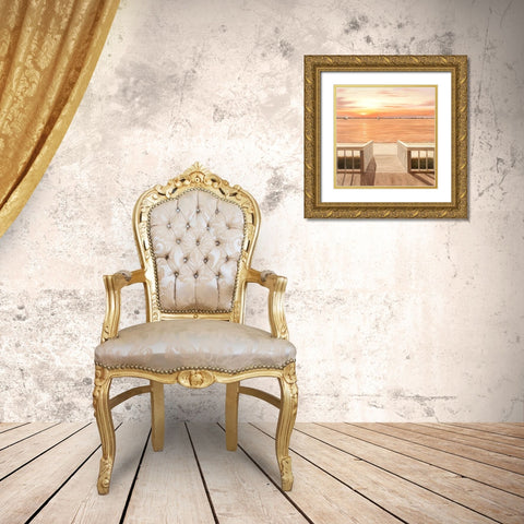 Sunset Deck Gold Ornate Wood Framed Art Print with Double Matting by Romanello, Diane