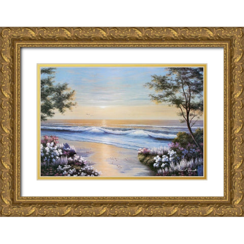 Ocean Breeze Gold Ornate Wood Framed Art Print with Double Matting by Romanello, Diane