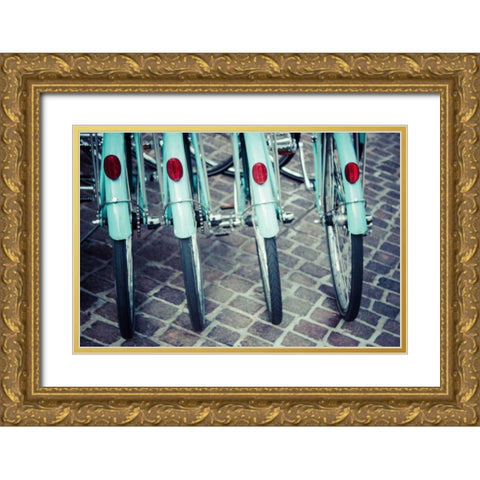 Bicycle Line Up 1 Gold Ornate Wood Framed Art Print with Double Matting by Reiss, Jessica