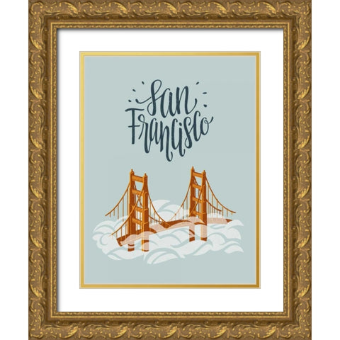 San Francisco Travel Gold Ornate Wood Framed Art Print with Double Matting by Rasmussen, Emily