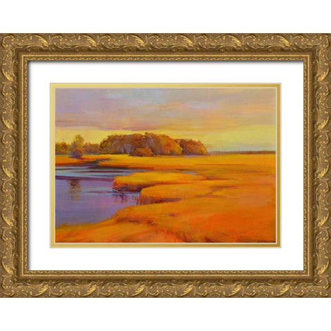 Autumn Marsh Gold Ornate Wood Framed Art Print with Double Matting by Ready, Holly
