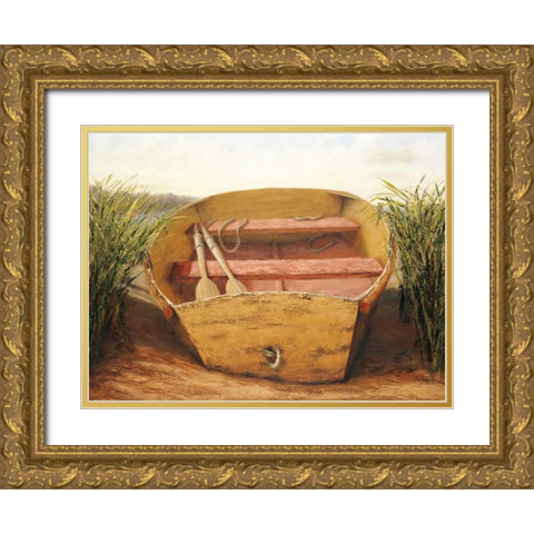 Beached Dinghy Gold Ornate Wood Framed Art Print with Double Matting by Soderlund, Karl
