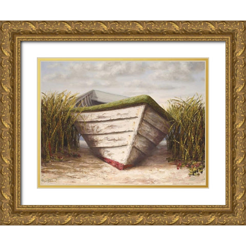 Gloucester Skiff Gold Ornate Wood Framed Art Print with Double Matting by Soderlund, Karl
