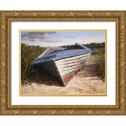 Montauk Skiff Gold Ornate Wood Framed Art Print with Double Matting by Soderlund, Karl