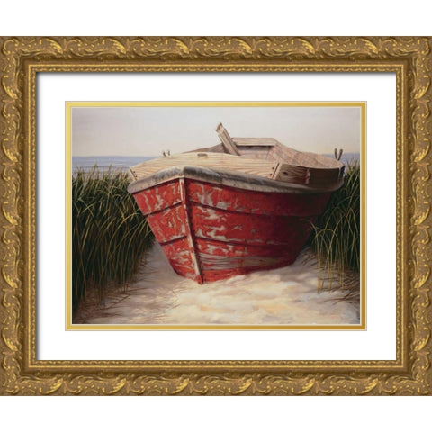 Red Boat Gold Ornate Wood Framed Art Print with Double Matting by Soderlund, Karl