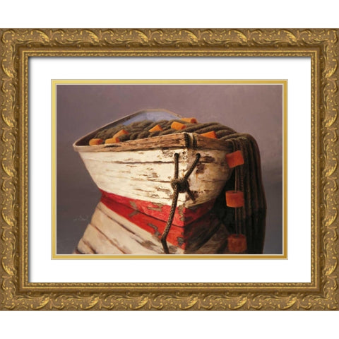 Swampscott Dory Gold Ornate Wood Framed Art Print with Double Matting by Soderlund, Karl