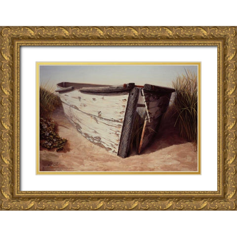 White Boat II Gold Ornate Wood Framed Art Print with Double Matting by Soderlund, Karl