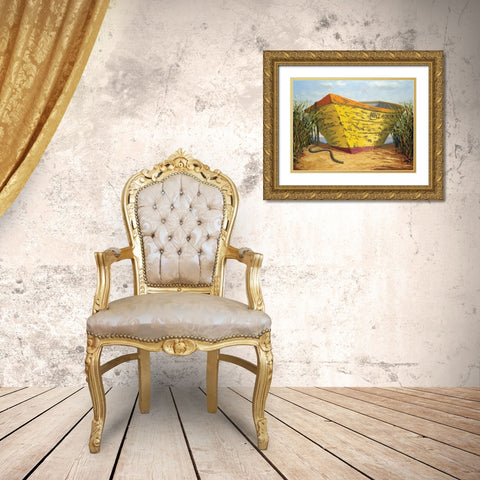 Yellow and Orange Rowboat Gold Ornate Wood Framed Art Print with Double Matting by Soderlund, Karl