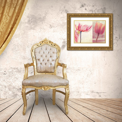 Poppy and Tulip Gold Ornate Wood Framed Art Print with Double Matting by Soffia, Myan