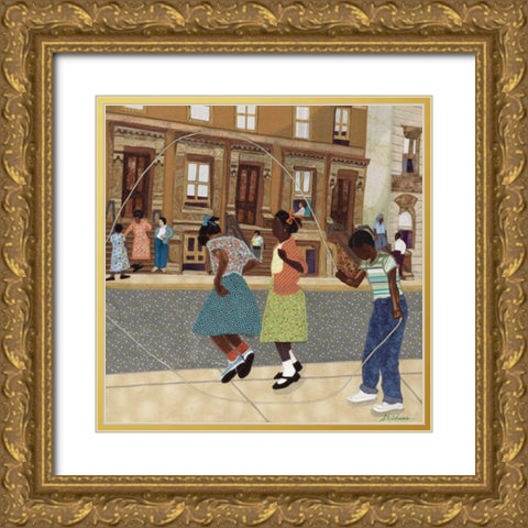 Double Dutch Gold Ornate Wood Framed Art Print with Double Matting by Stephens, Phyllis