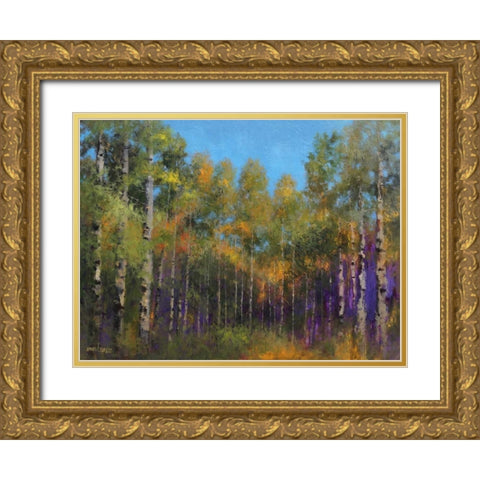 Aspen Autumn Gold Ornate Wood Framed Art Print with Double Matting by Stotts, Thomas