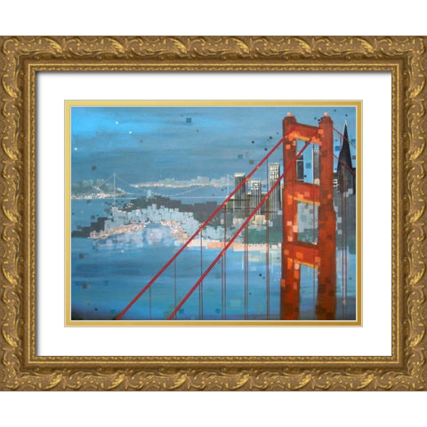 Twilight San Francisco Gold Ornate Wood Framed Art Print with Double Matting by Shannon, Carol Joy