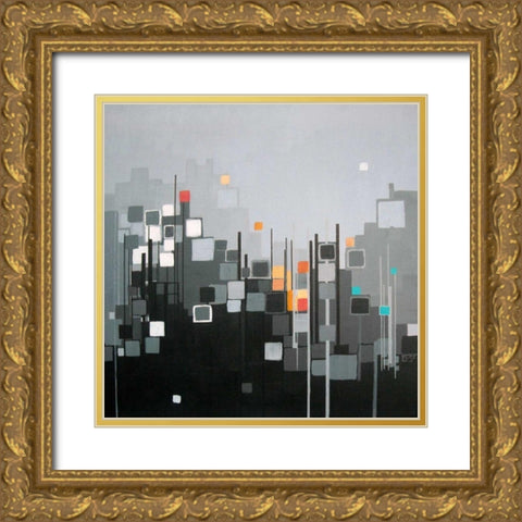 Monochrome XII Gold Ornate Wood Framed Art Print with Double Matting by Shannon, Carol Joy