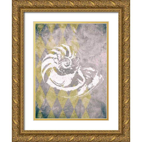 Vintage Harlequin Shell 1 Gold Ornate Wood Framed Art Print with Double Matting by Soave, Alicia