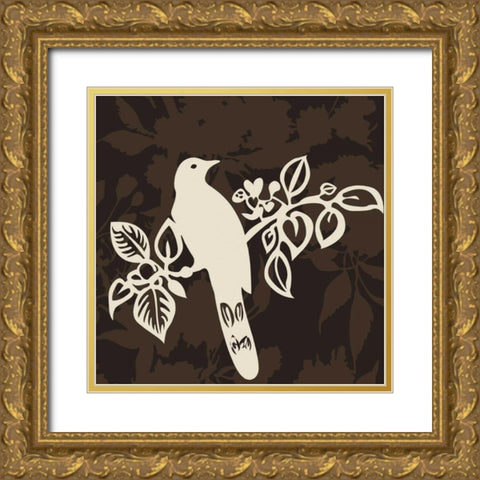 Song Bird 2 Gold Ornate Wood Framed Art Print with Double Matting by Svane, Jette
