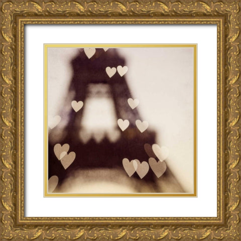 City of Love Gold Ornate Wood Framed Art Print with Double Matting by Suchocki, Irene