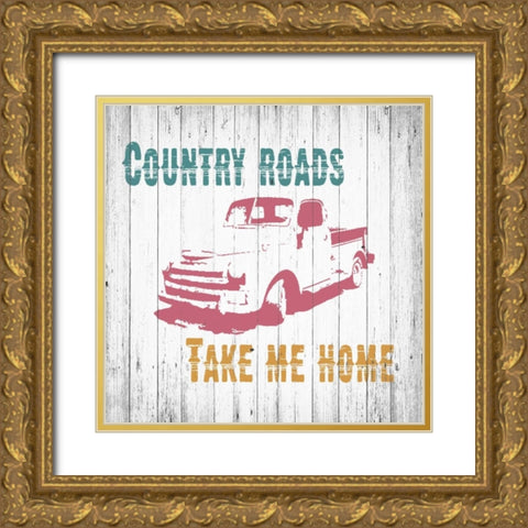 Country Roads Gold Ornate Wood Framed Art Print with Double Matting by Soave, Alicia