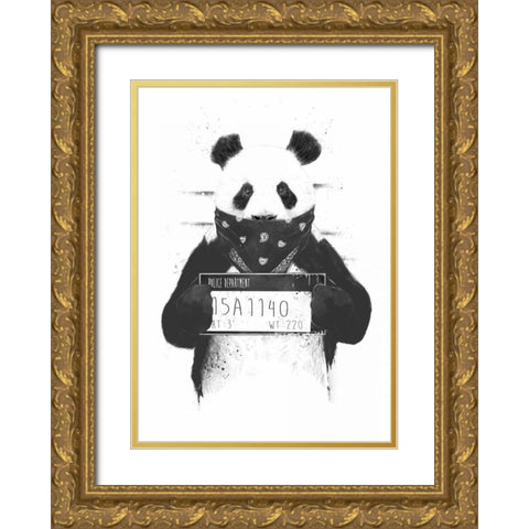 Bad Panda Gold Ornate Wood Framed Art Print with Double Matting by Solti, Balazs