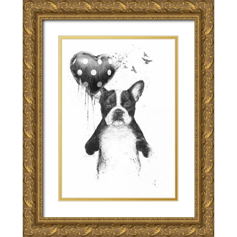 My Heart Goes Boom Gold Ornate Wood Framed Art Print with Double Matting by Solti, Balazs