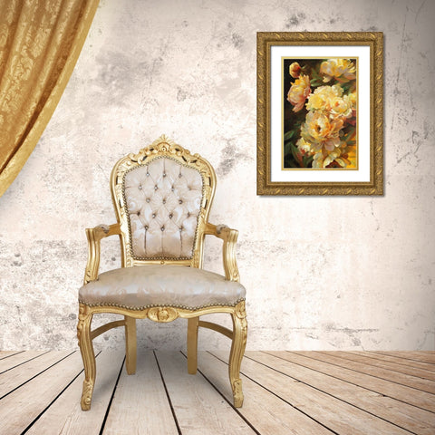 Peonies for Springtime Gold Ornate Wood Framed Art Print with Double Matting by Styles, Emma