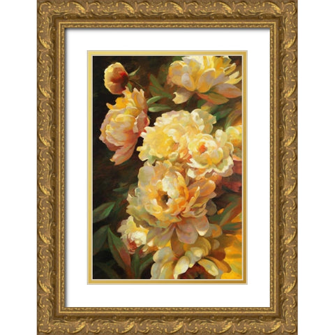 Peonies for Springtime Gold Ornate Wood Framed Art Print with Double Matting by Styles, Emma