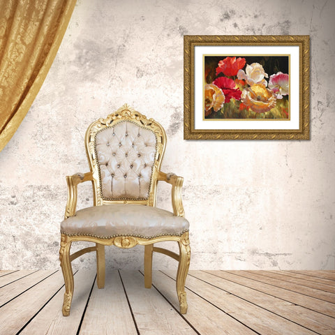 Poppy Celebration Gold Ornate Wood Framed Art Print with Double Matting by Styles, Emma