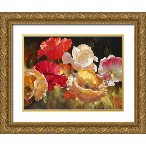 Poppy Celebration Gold Ornate Wood Framed Art Print with Double Matting by Styles, Emma