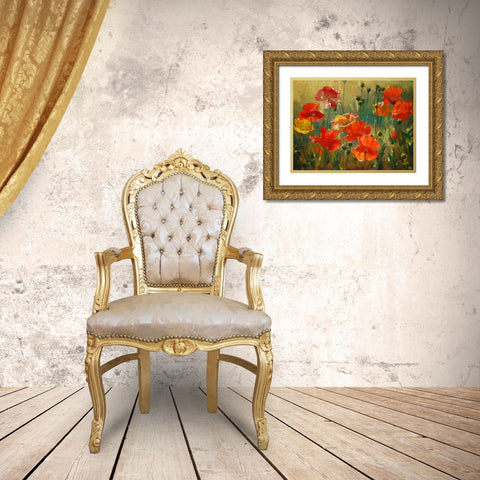 Poppy Fields Gold Ornate Wood Framed Art Print with Double Matting by Styles, Emma