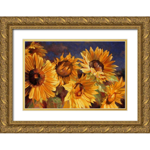 Sunflower Gold Ornate Wood Framed Art Print with Double Matting by Styles, Emma