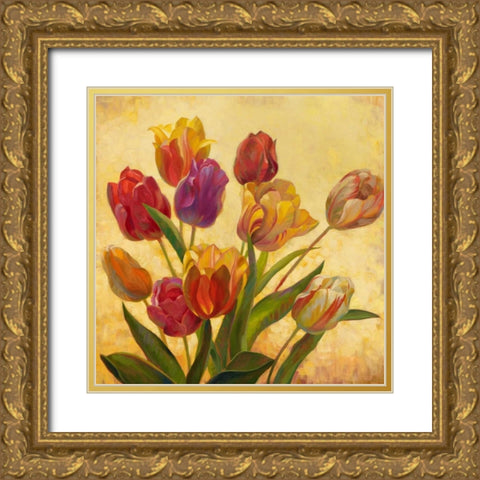Tulip Bouquet Gold Ornate Wood Framed Art Print with Double Matting by Styles, Emma