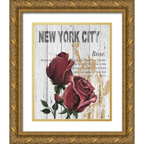 New York Roses Gold Ornate Wood Framed Art Print with Double Matting by Soave, Alicia