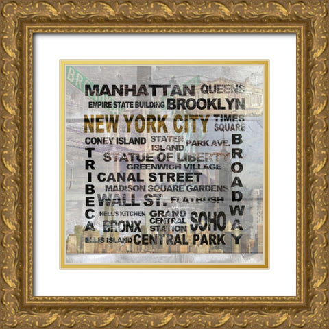New York City Gold Ornate Wood Framed Art Print with Double Matting by Soave, Alicia