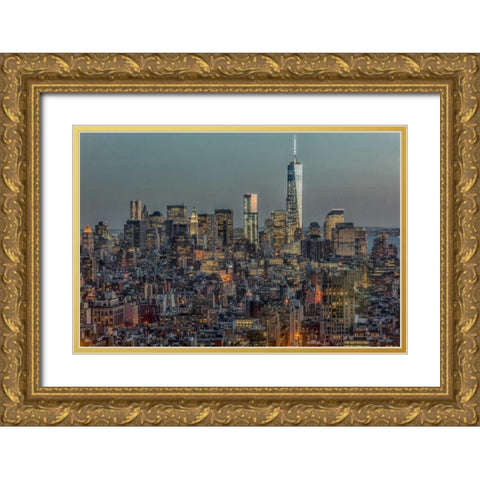 Downtown Skyline 12 Gold Ornate Wood Framed Art Print with Double Matting by Silver, Richard