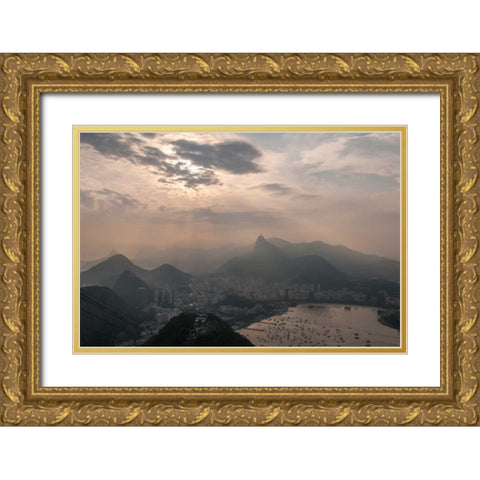 Sugar Loaf, Rio de Janeiro, Brazil Gold Ornate Wood Framed Art Print with Double Matting by Silver, Richard