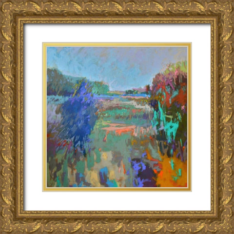 Color Field 45 Gold Ornate Wood Framed Art Print with Double Matting by Schmidt, Jane