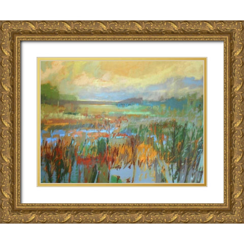 Marsh in May Gold Ornate Wood Framed Art Print with Double Matting by Schmidt, Jane