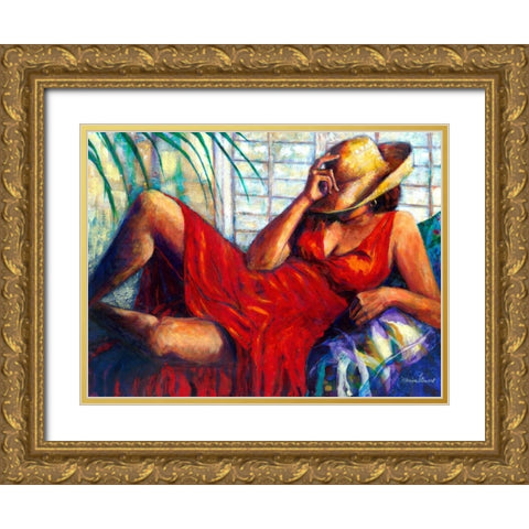 Chilling Gold Ornate Wood Framed Art Print with Double Matting by Stewart, Monica