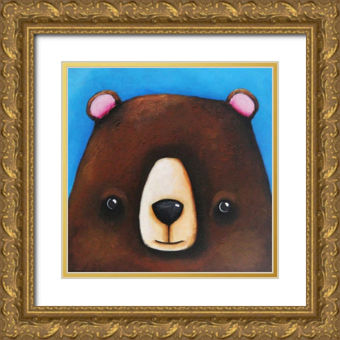The Black Bear Gold Ornate Wood Framed Art Print with Double Matting by Stewart, Lucia