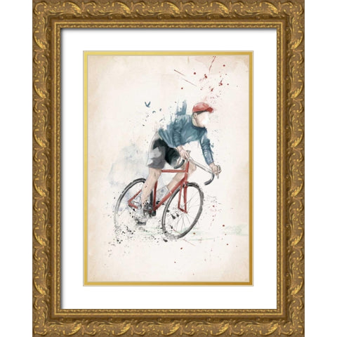 I Want to Ride My Bicycle Gold Ornate Wood Framed Art Print with Double Matting by Solti, Balazs