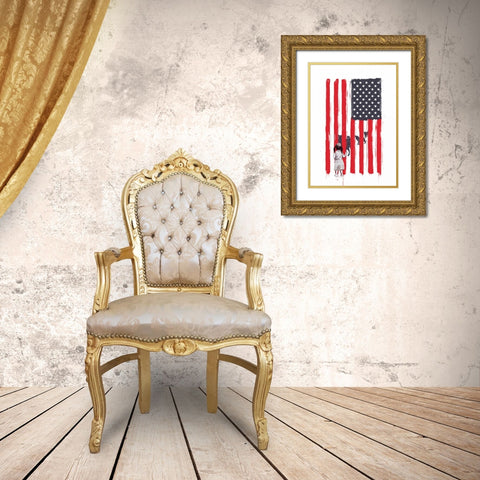 Little Girl and Wolves Gold Ornate Wood Framed Art Print with Double Matting by Solti, Balazs