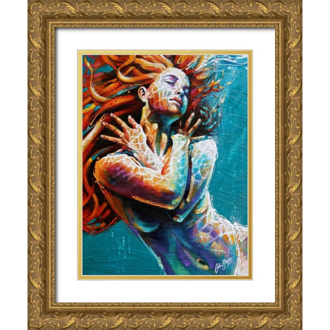 Floating in Color Gold Ornate Wood Framed Art Print with Double Matting by Staples, Colin John