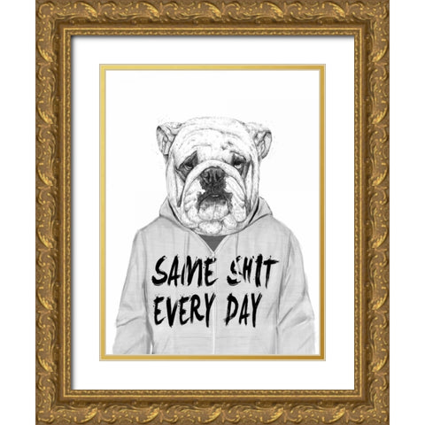 Same Shit Everyday Gold Ornate Wood Framed Art Print with Double Matting by Solti, Balazs
