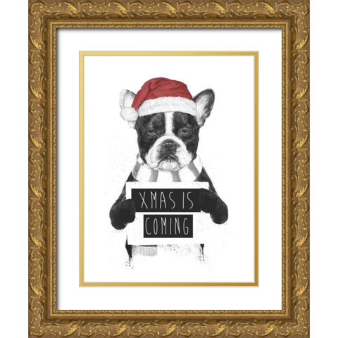 Xmas is Coming Gold Ornate Wood Framed Art Print with Double Matting by Solti, Balazs