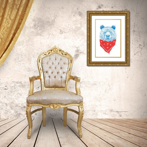 Wild Bear Gold Ornate Wood Framed Art Print with Double Matting by Solti, Balazs