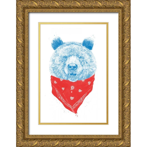 Wild Bear Gold Ornate Wood Framed Art Print with Double Matting by Solti, Balazs