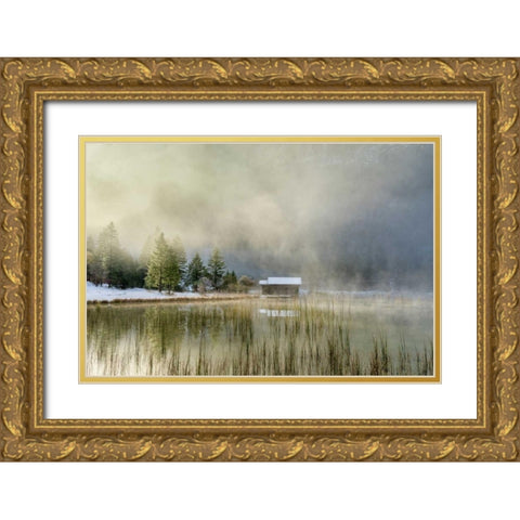 First Touch of Snow Gold Ornate Wood Framed Art Print with Double Matting by Schneidersmann, Anne
