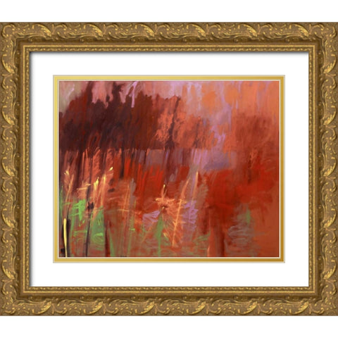 Once Autumn Gold Ornate Wood Framed Art Print with Double Matting by Schmidt, Jane