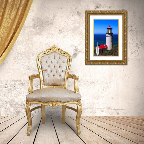 Heceta Head Lighthouse Gold Ornate Wood Framed Art Print with Double Matting by Severn, Shawn/Corinne