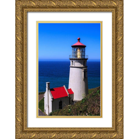 Heceta Head Lighthouse Gold Ornate Wood Framed Art Print with Double Matting by Severn, Shawn/Corinne