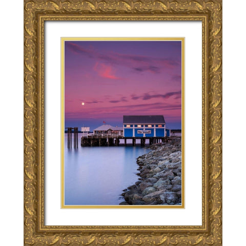 Moon over Sidney Fish Market Gold Ornate Wood Framed Art Print with Double Matting by Severn, Shawn/Corinne